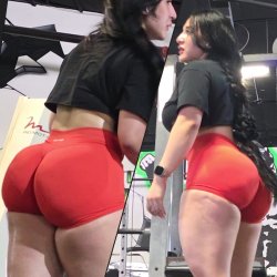 Voyeur Thick Gym Girl in Orange Dfyne Shorts #ibBwfrvb